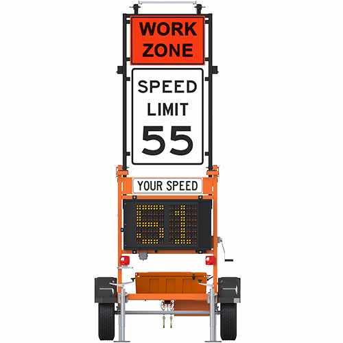 Electronic Road Sign With Work Zone
