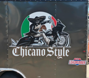 custom vehicle wrap by capitol barricade for Chicano Style logo