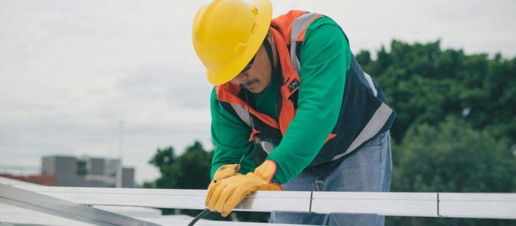 Blue Collar Worker Wearing Safety Gears