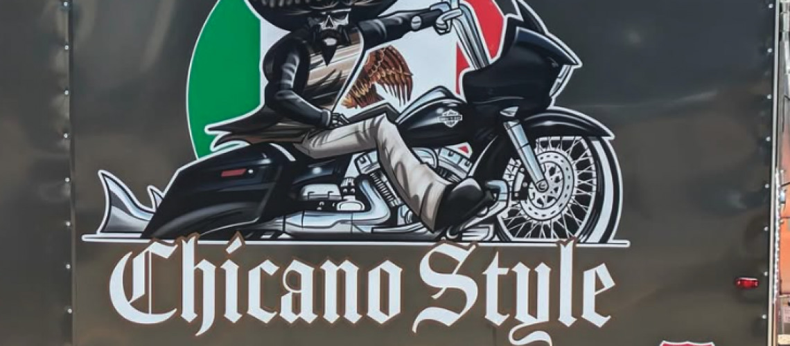 custom vehicle wrap by capitol barricade for Chicano Style logo