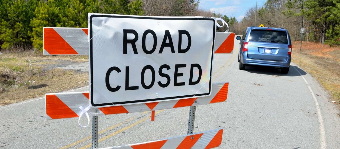 Road Closed Sign Barricade