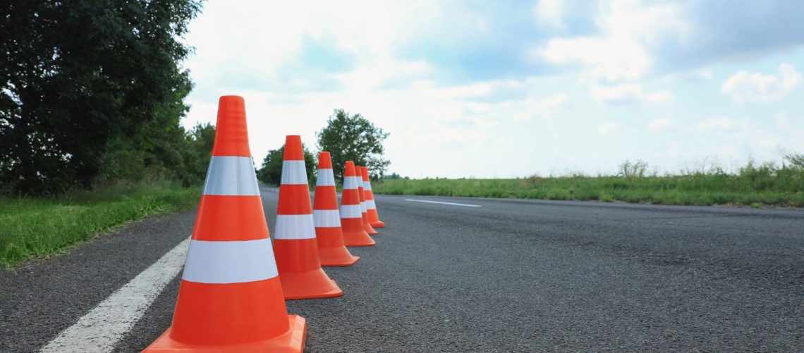 traffic cones on the road