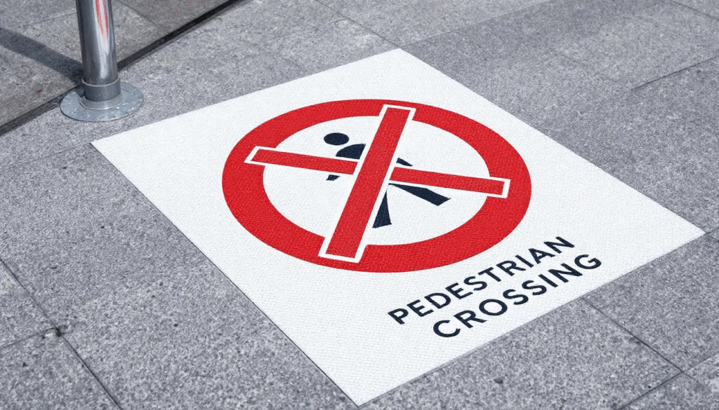 No Pedestrian Crossing Signage