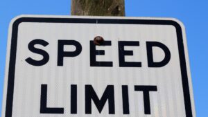speed limit sign on pole