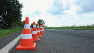traffic cones on the road
